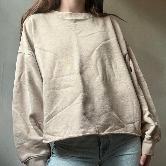 Oak + Fort Beige Sweatshirt XS Minimal Athleisure Activewear - Picture 1 of 7